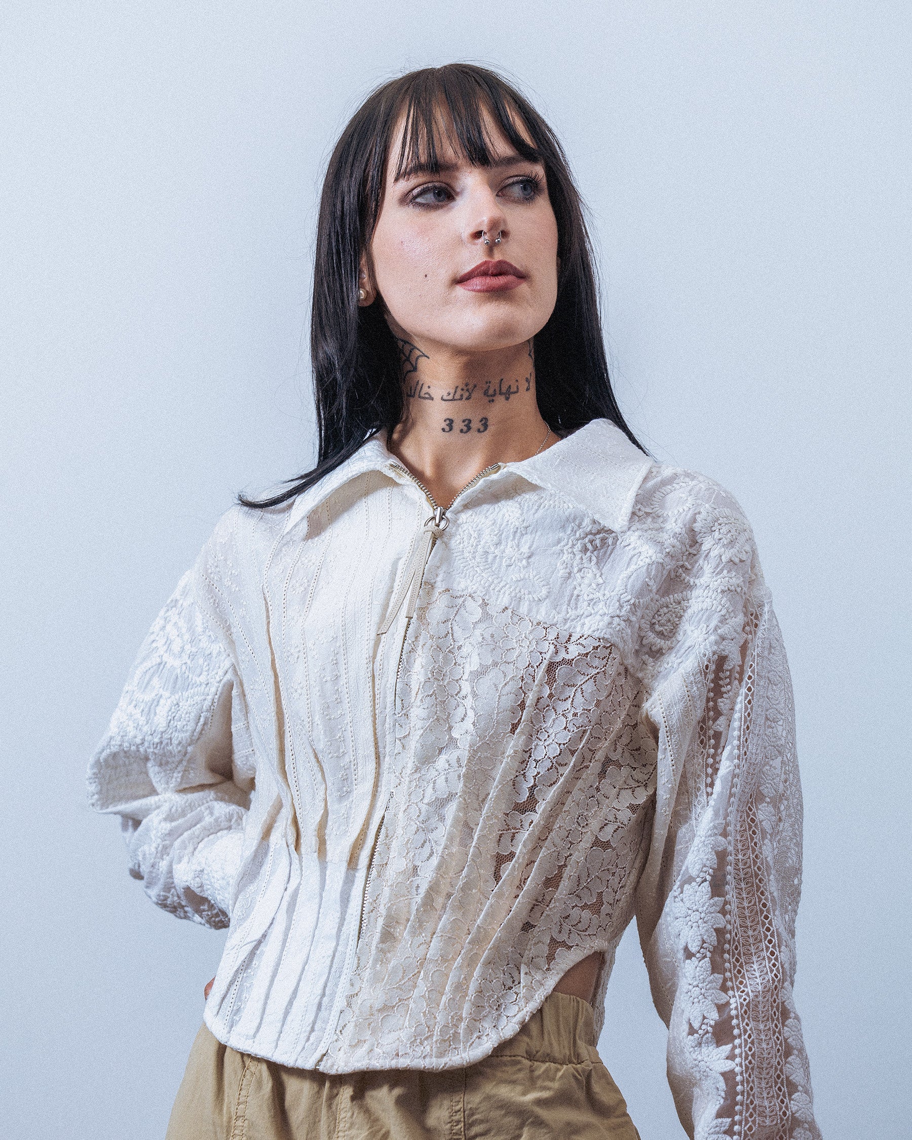 Womens Andersson Bell Alba Patchwork Lace Shirt 'Off-White' - Image 2