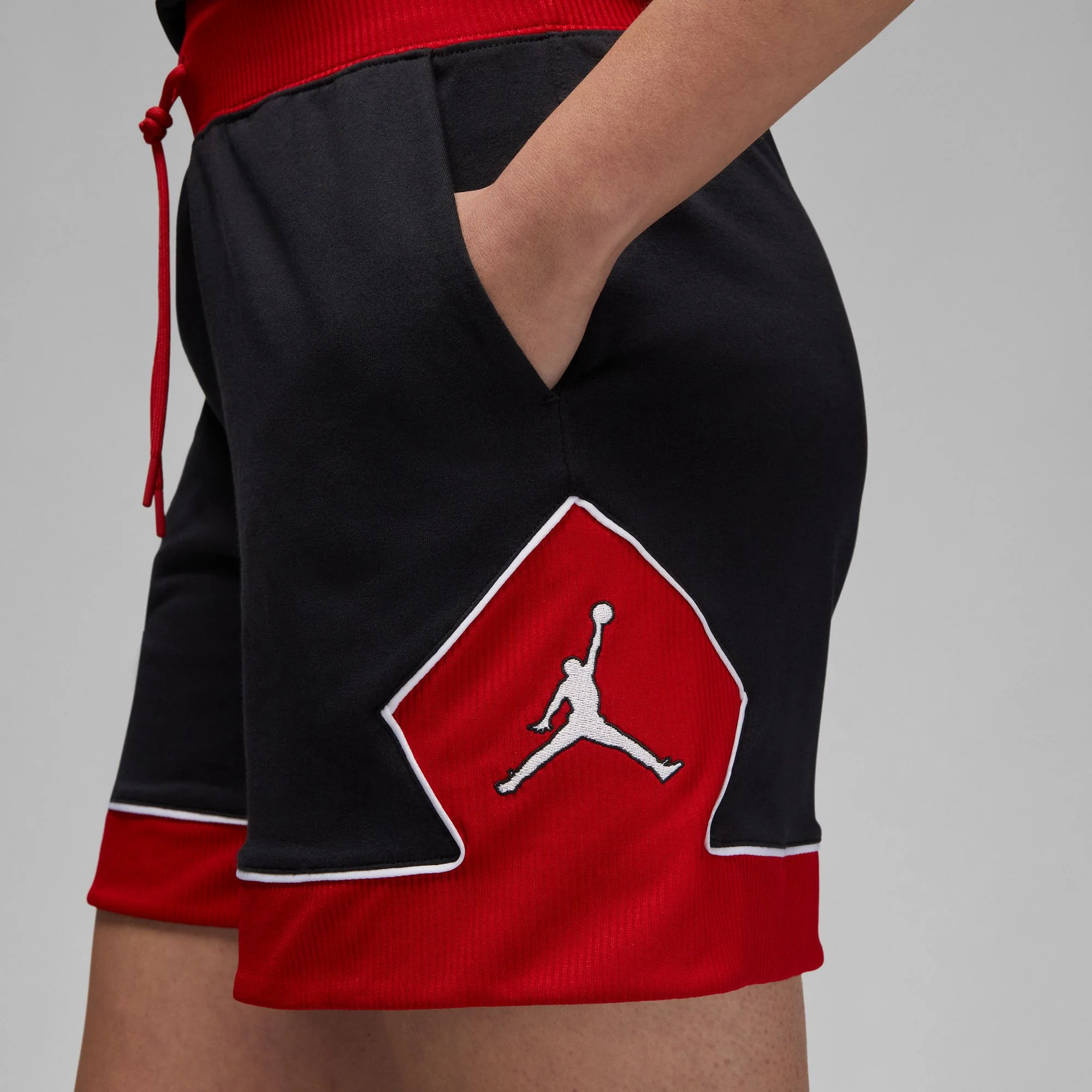 Womens Jordan Diamond Shorts 'Black/Red' - Image 4