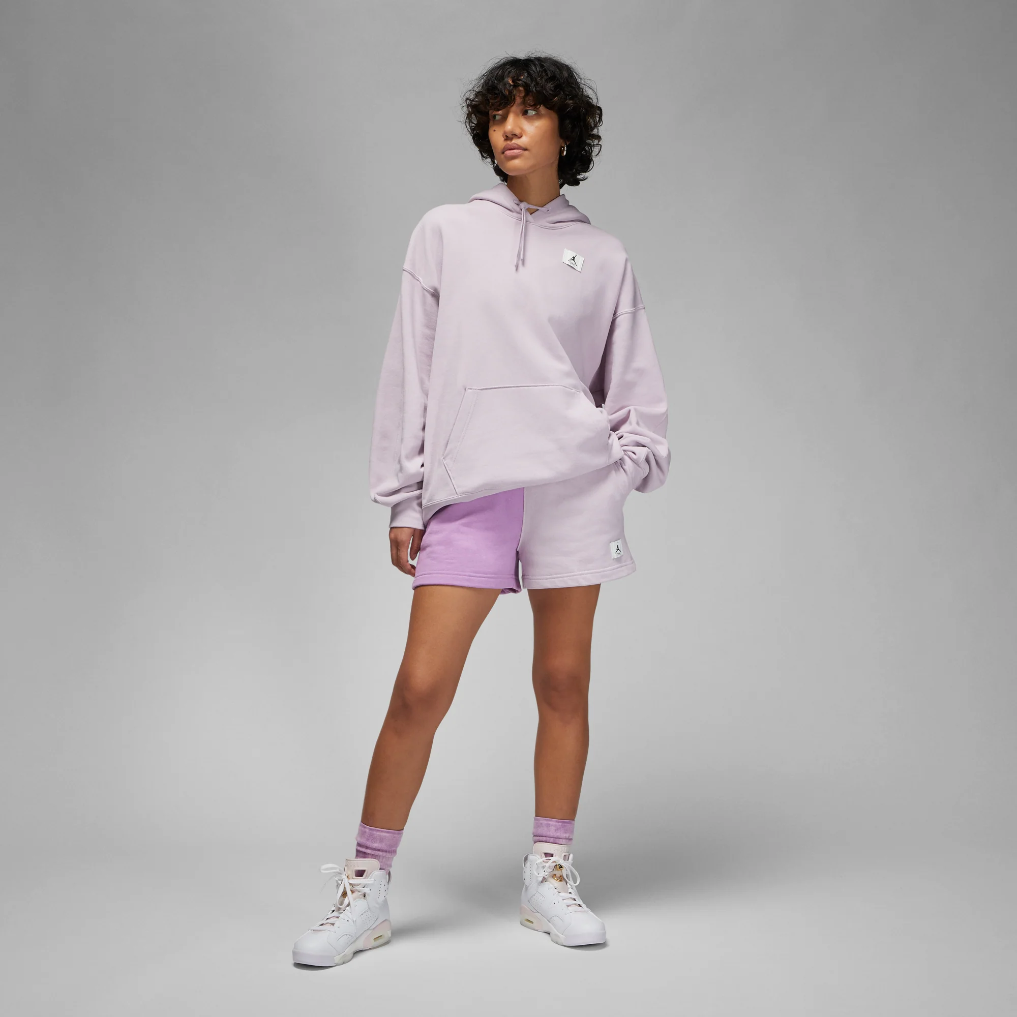 Womens Jordan Flight Fleece Shorts 'Violet Shock' - Image 5